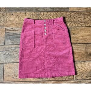 PILCRO Anthropologie PinkPurple Corduroy Button Front A-Line Skirt Womens Size 2